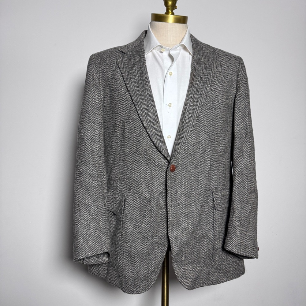 Levi's Tailored Classics Blazer Mens 40 Gray Herringbone Wool Vintage Sport Coat